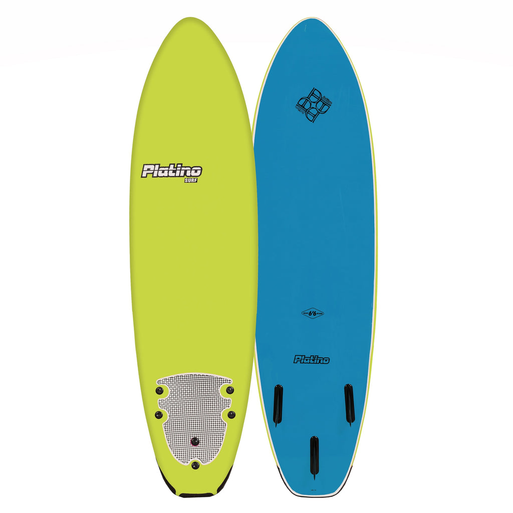 Platino 6ft 6 inch Soft Top Surfboard Electric Lime Azure Blue