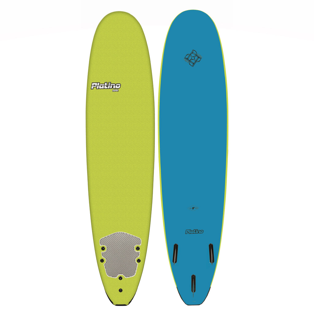 Platino 8ft Soft Top Softboard Electric Lime Azure Blue